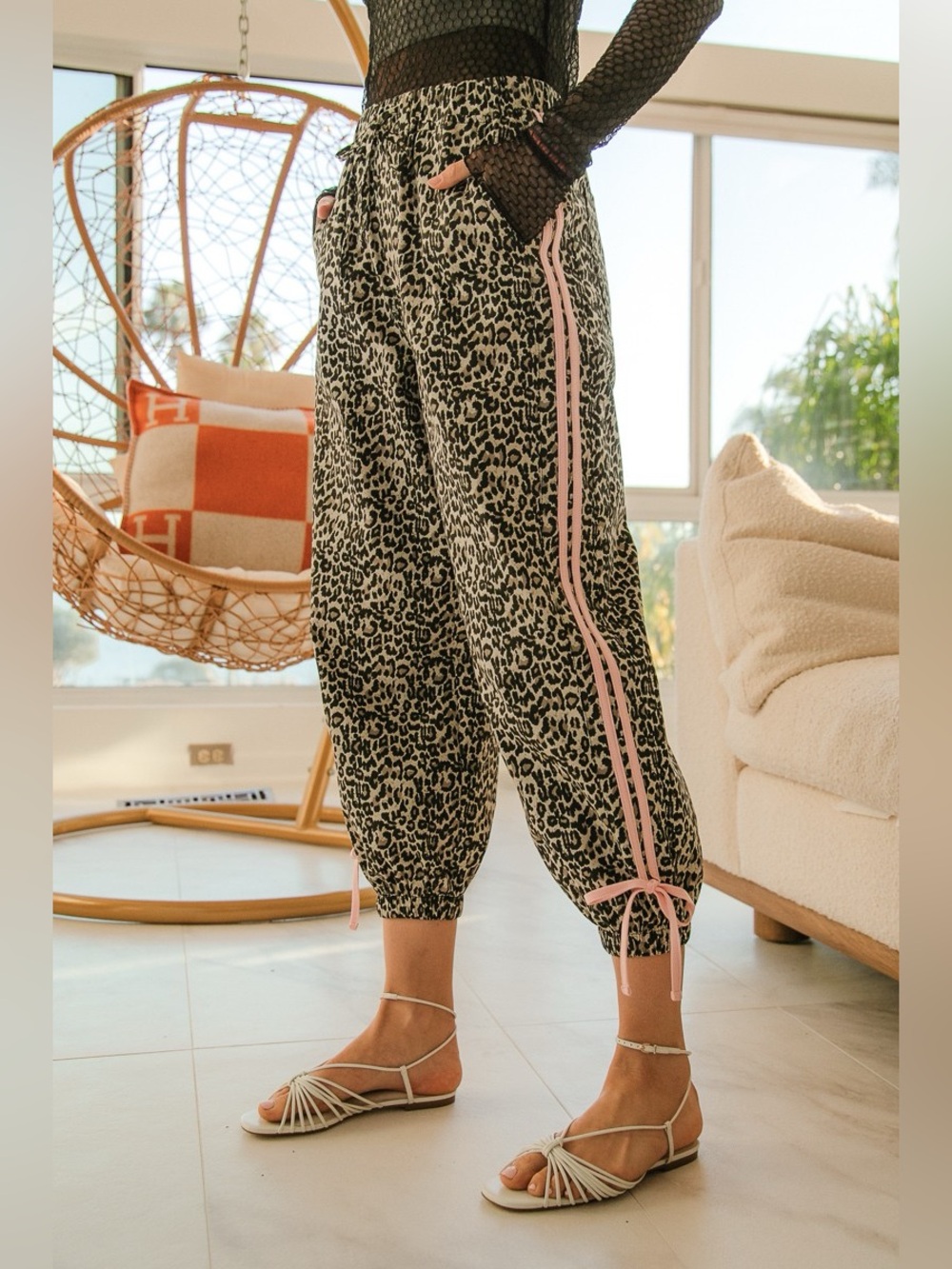 BiBi Leopard Prtins With Side Line Details Drawstrings 10010076136 - Picture 3 of 9